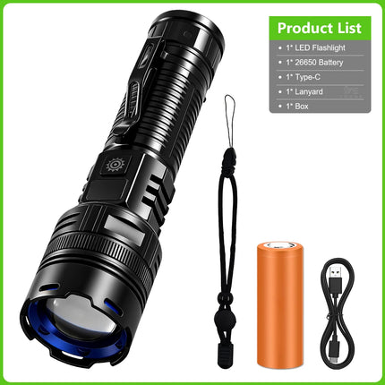 Super Bright Rechargeable LED Flashlight White Laser Flashlights High Power With Pen Clip Torch Power Bank Tactical Flashlight