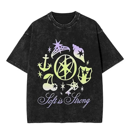 KATSEYE Merch Washed Graphic Print TShirt Men Women Short Sleeve Fashion Tshirts Oversized Crewneck Loose Cotton Tee Streetwear