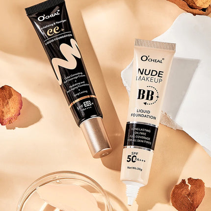 Ocheal 30g BB/CC sunscreen Cream SPF 50/PA+++ Facial Liquid Foundation Cream Anti-Aging Long Lasting Full Coverage Cream Powder