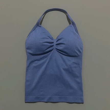 HISTELLO Impact Longline Strappy Top Sports Yoga Vest Women Fitness Tank Top Gym Beautiful Open Back Bra Running Workout Halter