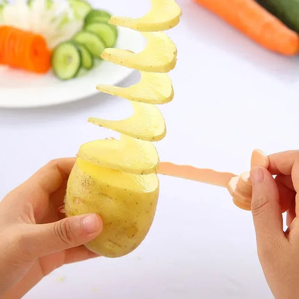 6 Set Spiral Potato Cutter with 4 Stainless Steel Sticks Spiralizer Chips Maker Reusable Potato Twister Kitchen Gadgets