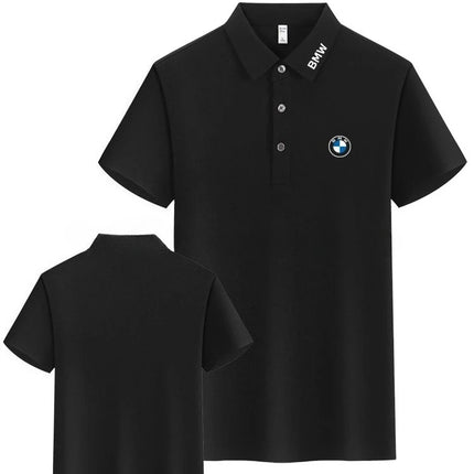 BMW T-Shirt Solid Color Lapel Short-Sleeved Polo Shirt Pure Cotton High-End Fashion Trend Unisex Classic Logo Harajuku Summer