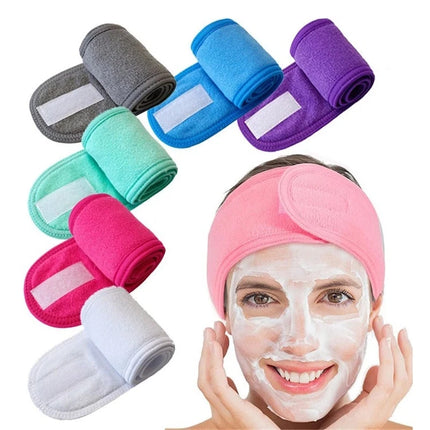 50pcs Customize Logo Spa Facial Hairband Terry Cloth Head Band Stretch Towel Color Washable Facial Good Spa Headband Makeup