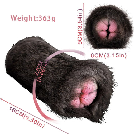 GEEBA Unique Dog Inspired Furry Pocket Pussy Male Masturbator High-Quality Silicone Dual Intimate Design Realistic Penis Stroker