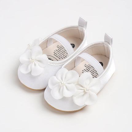 Baby girl shoes, princess children's shoes, soft soled anti slip pearl flower dress, children's shoes, first step 0-18M