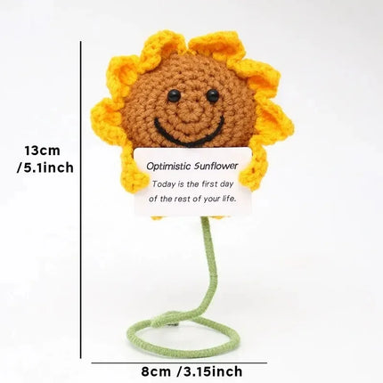 Positive Energy Pocket Hug Crochet Doll, Mini Handmade Knitted Plush Potato Turtle Vegetable Duck Funny Support Gift with Card