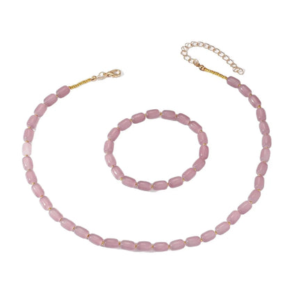 Lilac Natural Stone Necklace Bracelet Beads Handwork Choker Jewelry  Set For Women Trending Products Luxury