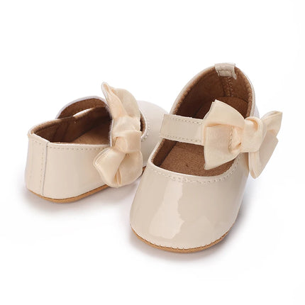 Spring and Autumn Red Comfortable Bow Detail Women's Baby Shoes for Newborns and Girls