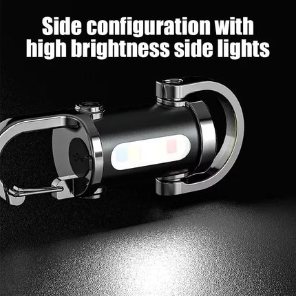 Mini Keychain Flashlight Rechargeable COB Pocket Work Light with Hook Emergency Warning Lamp for Camping Hiking Walking Outdoor
