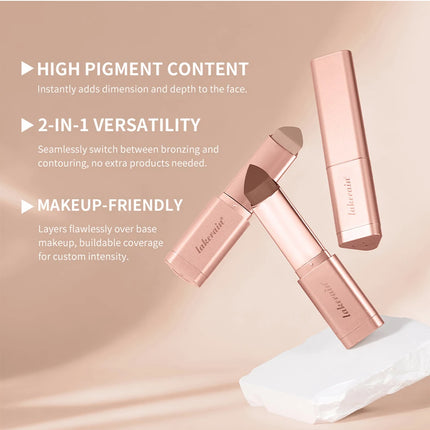 2 IN 1 Cream Bronzer And Contour Stick Waterproof Highly Pigmented Instant Depth & Dimension Contouring Face Makeup Cosmetics
