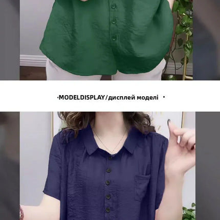 Plus Size Loose Sportswear Women's Shirt Summer New Style Base Layer Top Korean Style Commute Linen Fabric Regular Fit