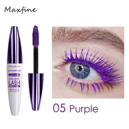 Colorful 5D Volume Mascara Lasting Styling Waterproof Quick Dry Blue Purple Curling Lengthen Long Eyelash Silk Extension Cream