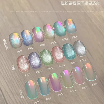 Ice Transparent Crystal Cat Eye Nail Polish Gel Mint Green Glass Bead Cat Eye Nail Magnetic UV Soak Off Gel Varnish Supplies