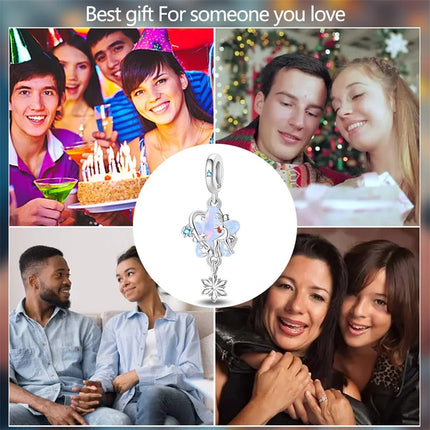Original 925 Sterling Silver Charms Beads Cute Mushroom Unicorn Love Wings Pearl Charm for Bracelet Pendant Woman Girl Jewelry