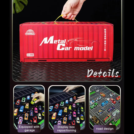 48Pcs Mini Inertial Car City Road Scene Large Gift Set Pull Back Engineering Car Set Child Kids Cartoon Toys 0-3 Birthday Gift