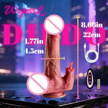 Discreet Silicone Dildo Vibrator Heating Wireless Remote Telescopic with Suction Cup For G-spot Realistic Dick Sex Toy for Women