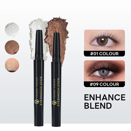 YOUNG VISION 12 Color Eyeshadow Stick Waterproof  Pearl Shimmer cream formula easy to color fine and smooth Woman makeup
