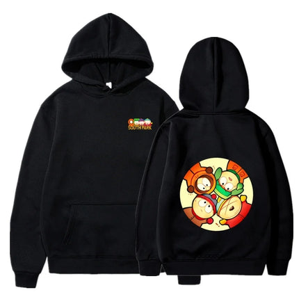 South Park Anime Pattern Hoodie Fashion Warm Coat Men's Autumn and Winter Season Hoodie Street Black Long Sleeve Hoodie