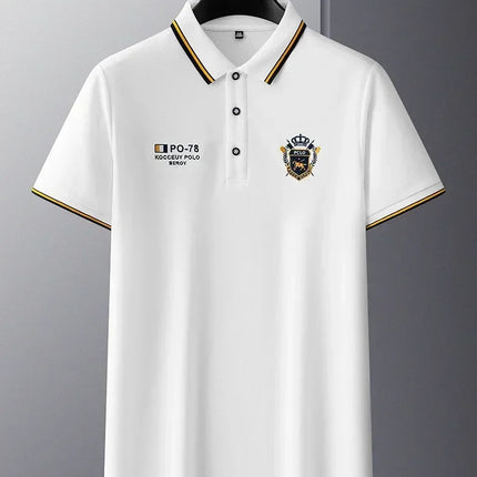Men's Summer Embroidered Polo T-Shirt Short Sleeve Lapel Design Breathable Lightweight Streetwear Outdoor Oversized Fit