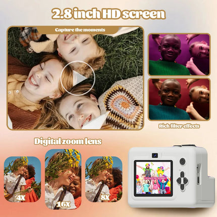 Kids Camera Digital Children Camera Instant 1080P HD Digital Camera Video Recorder Toddler Mini Thermal Printer Birthday Gifts