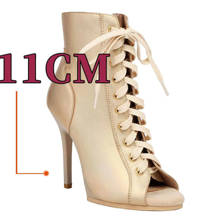 2023 New Fashion Women Heels  Lace-up Boot Stilettos Jazz Dance Lady Shoes For Latin Dancing Outdoor Sexy Stilettos Plus Size