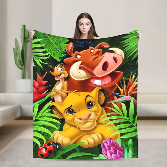 Warm BlanketGirls Boys Decorative Simba Lion King Throw Blanket  Flannel Bedspread Chair Sofa Bed Street Trend Sofa Bed Cover