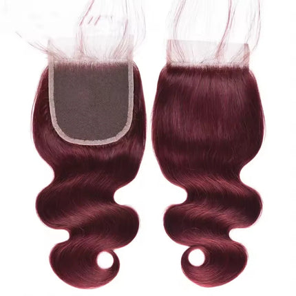 99J Burgundy Body Wave 13X4 Lace Frontal Burmese Human Hair Preplucked 4x4 Transparent Lace Closure Human Hair 8-20 Inch