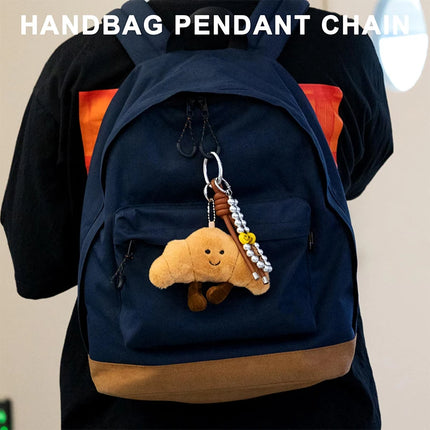 New Creative Plush Keychain Cartoon Baguette/Croissant Design for Car Keys Bag Charm Cute Girl Gift Croissant Keychain Pendant