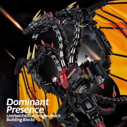 3975Pcs MOC Three-Headed Dragon Building Blocks Shadowed wing With Light Monster Assembly Ornament Adult Collection Desktop Toys