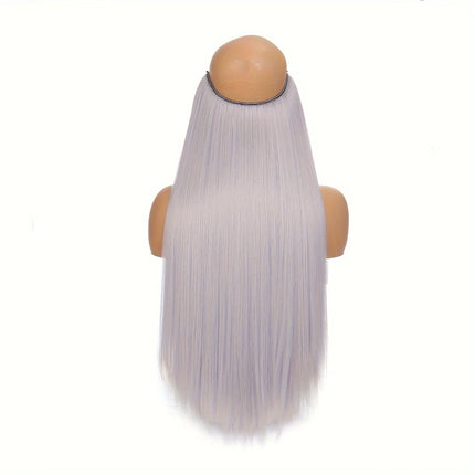 Synthetic Of The Line Type Hair Extensions Straight Hair Wig Piece One Piece With Invisible Fish Line Transparent Wire