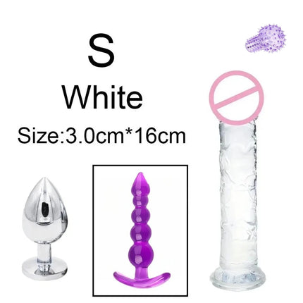 4pcs Anal Black Dildos Massager Stimulator for Women Vagina Big Metal Plug for Women Silicone Dildo Realistic Couples Adult Game