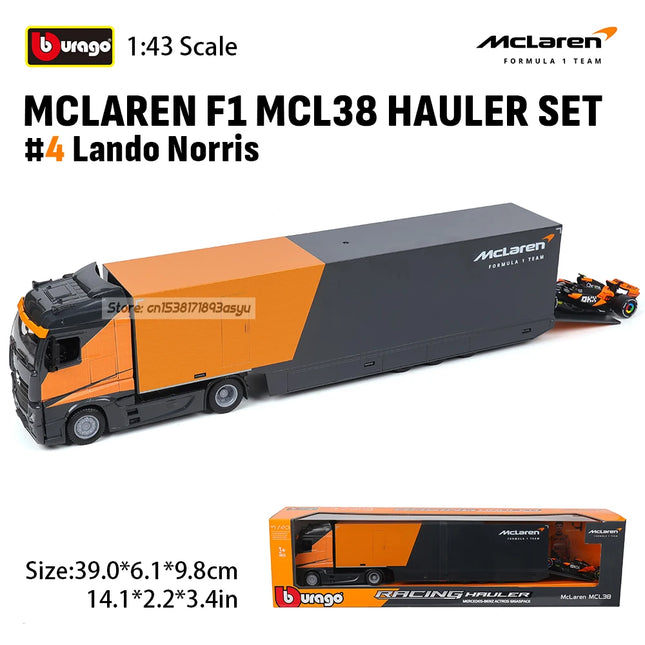 Bburago 1:43 2024 F1 MERCEDES-AMG F1 W15 HAULER SET#63 GEORGERUSSELL Ferrari SF24 alloy luxury car die cast car model toy series