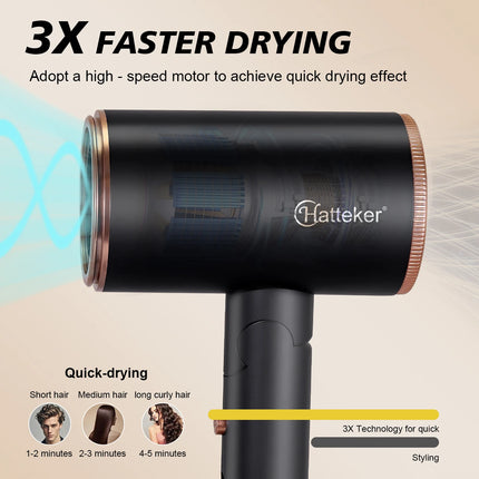 Hatteker 3200W Foldable EU Hair Dryer Electric High-Power Household with 2 Wind Temperature Settings And Negative Ion Hair Care