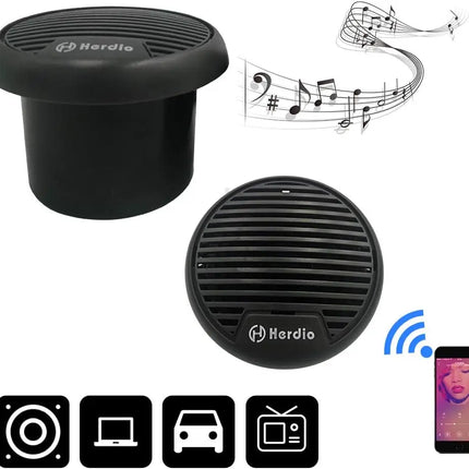 Herdio 3'' 160W 2PCS Marine Boat Waterproof Speakers Motorcycle Bluetooth Speaker Audio Stereo System For ATV UTV Outdoor Boat