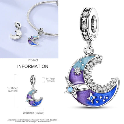 925 Sterling Silver Purple Series Butterfly Aries Gemini Safety Chains Fit Original Bracelet DIY Jewelry Making Gift For Women
