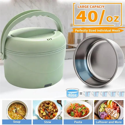 【TODAY ONLY】40 Oz Portable Food Warmer Heater 80W Electric Lunch Box For Work&Office&Car Travel Spill-Free Meal Warmer US Plug