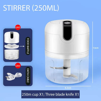 Electric Garlic Puree Grinder, Rechargeable 260ml Onion, Ginger, Chili, Vegetable Grinder, and Complementary Food Machine