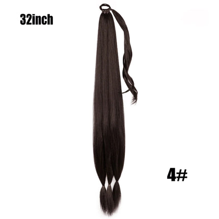 Boxing Braids Ponytail Extensions Synthetic Wrap Around Ponytail With Rubber Band Hair Ring DIY 26 Inch Ombre Black Brown Grey