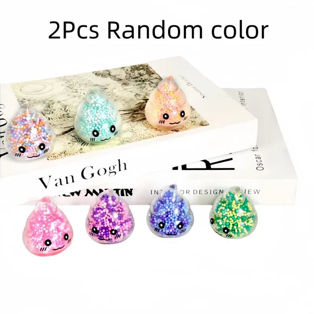2PCS Squishy Poop Stress Relief Balls Colorful Fidget Toys for Girls Kids Easter Basket Stuffers Stress-Relieving Toy