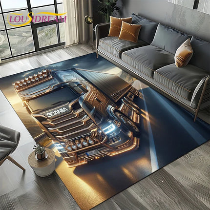 2025 New 3D S-Scania Top Class Truck Lorry Cartoon Rug Carpet for Living Room Bedroom Home Decor, Floor Mat Non-slip Sofa Doormat