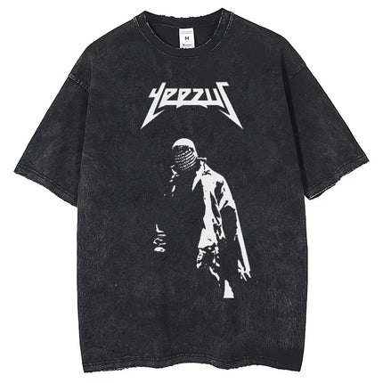 Rapper Kanye West Late Registration Tour 2005 Vintage Men's Short Sleeve Tee Washing T-Shirt Hip Hop Streetwear T-shirts