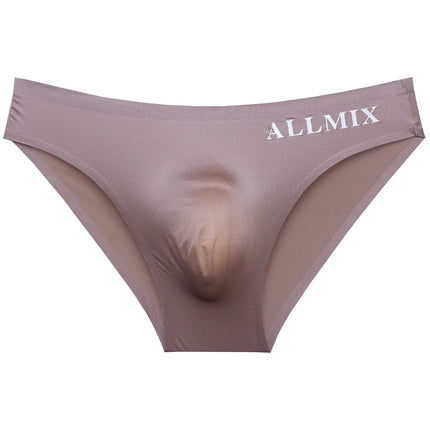 Sexy men underwear letter sports fitness clear ice silk bragas japonesas low waist U convex seamless panties boxers & briefs man