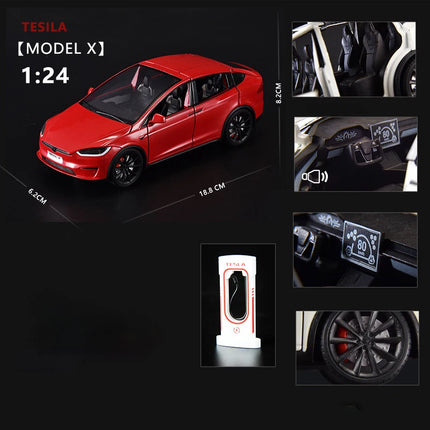 1:24 Model X Model Y Model 3 Alloy Die Cast Toy Car Model Sound and Light Children's Toy Collectibles Birthday gifts