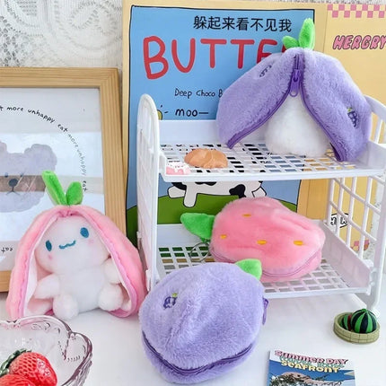 Funny Strawberry Carrot Rabbit Plush Toys Stuffed Into Fruit Transform Soft Animals Bunny Doll For Boys Girls Birthday Gift