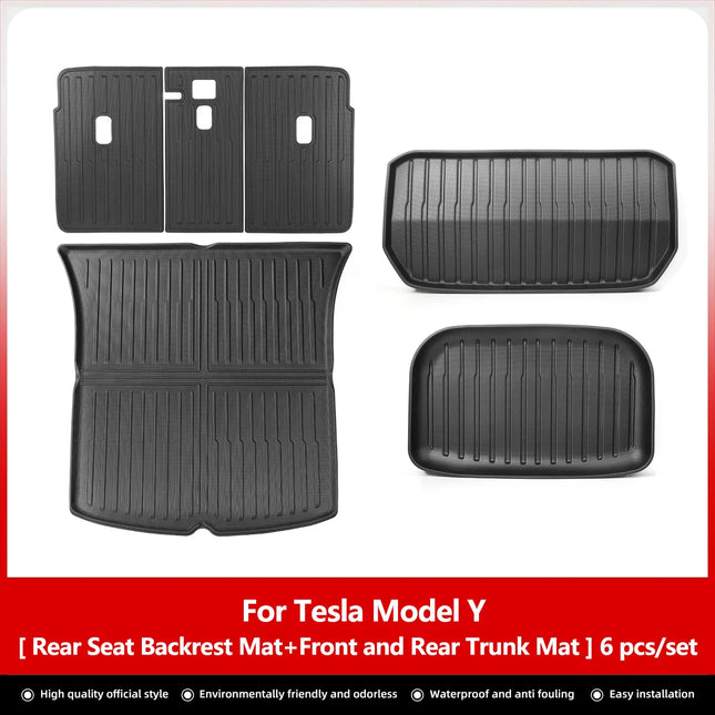 LUCKEASY For Tesla Model Y Rear Seat Backrest Protective Pad Trunk Mat Anti-Kick Pad Car Interior Accessories 2021-2024
