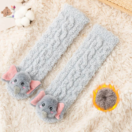 Coral Velvet Baby Long Socks Newborn Thermal Footwear Thick Plush Infant Knee High Sock Boy Girl Winter Leg Warmer Kids Stocking