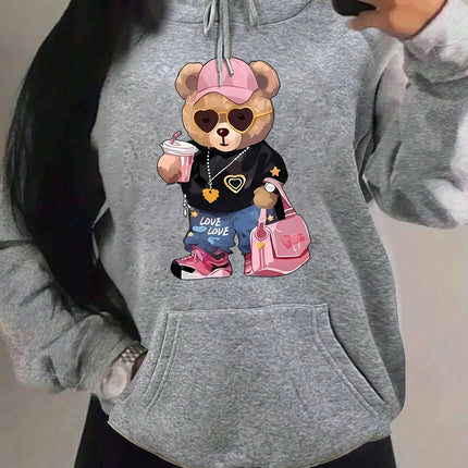 Cool Bear Sister Pattern Creative Design Women Clothes Creativity Fleece Hoodie Harajuku Pocket Pullovers Funny Autumn Hoody