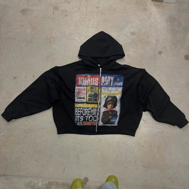 Y2k Streetwear Women Zipper Hoodie Harajuku Gothic Fashion Printed Pattern Casual Sportswear winter clothes women