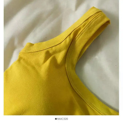 Women's Vest One-Piece No Steel Ring Cotton Chest Pad Wide Shoulder Sports Yoga Vest Underwear Black White Bra Tank Top Women