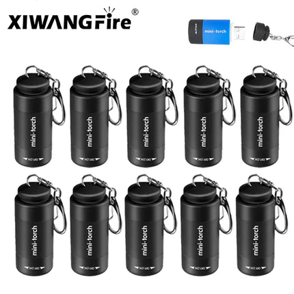USB Rechargeable LED Multifunctional Strong Light Pocket Keychain Flashlight Waterproof Outdoor Hiking Camping Mini Flashlight